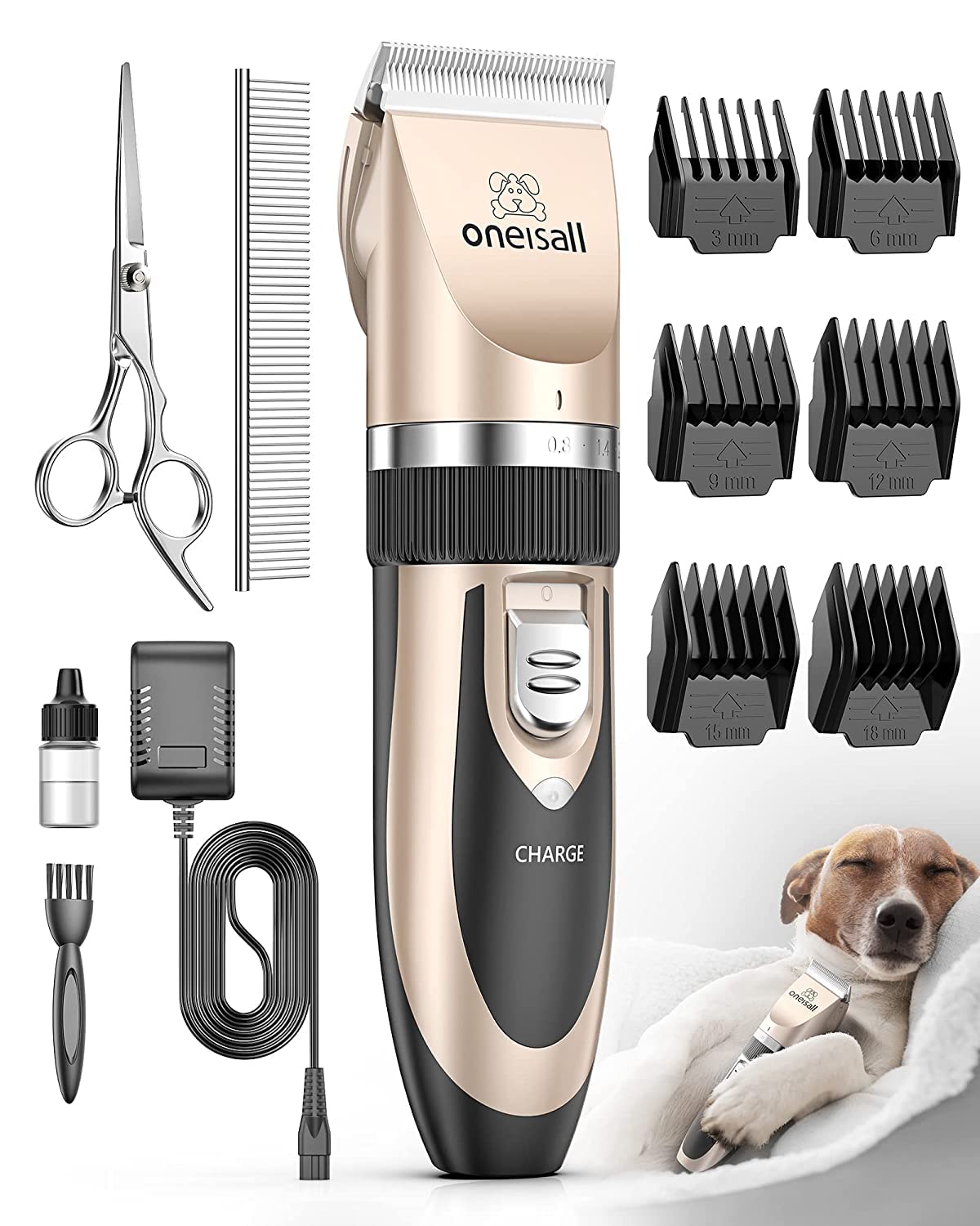 Hatteker Low-Noise Heavy Duty Dog & Pet Grooming Clipper Kit