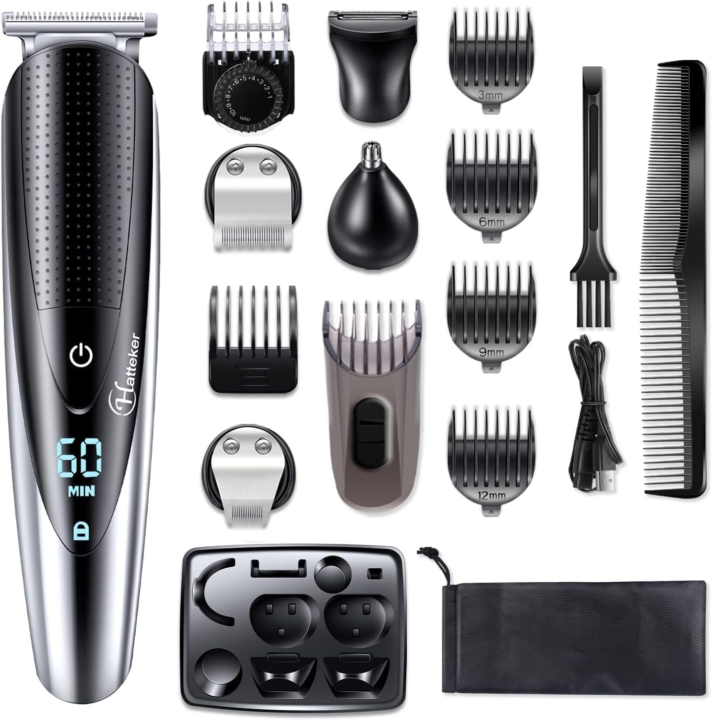 Hatteker 5-in-1 Waterproof Beard Trimmer & Body Groomer