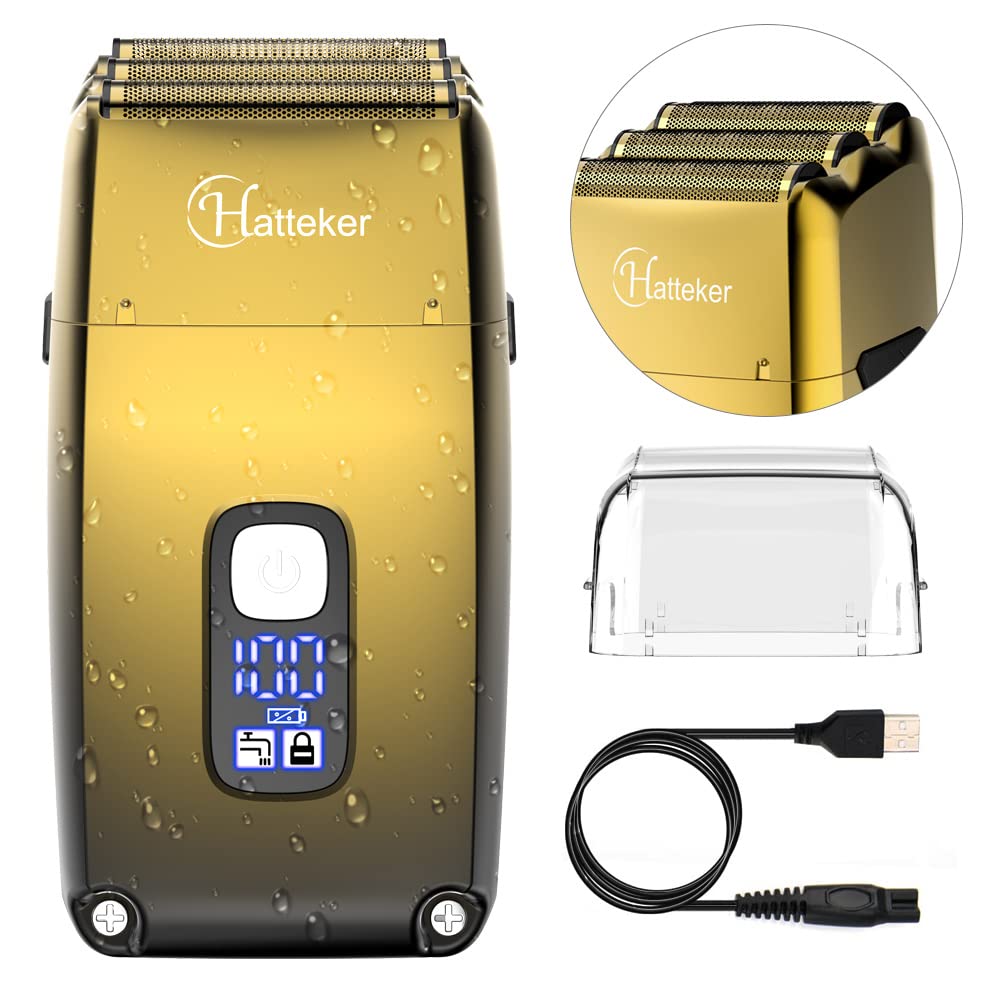 Hatteker Triple Blade Gold Foil Head Shaver & Barber Trimmer