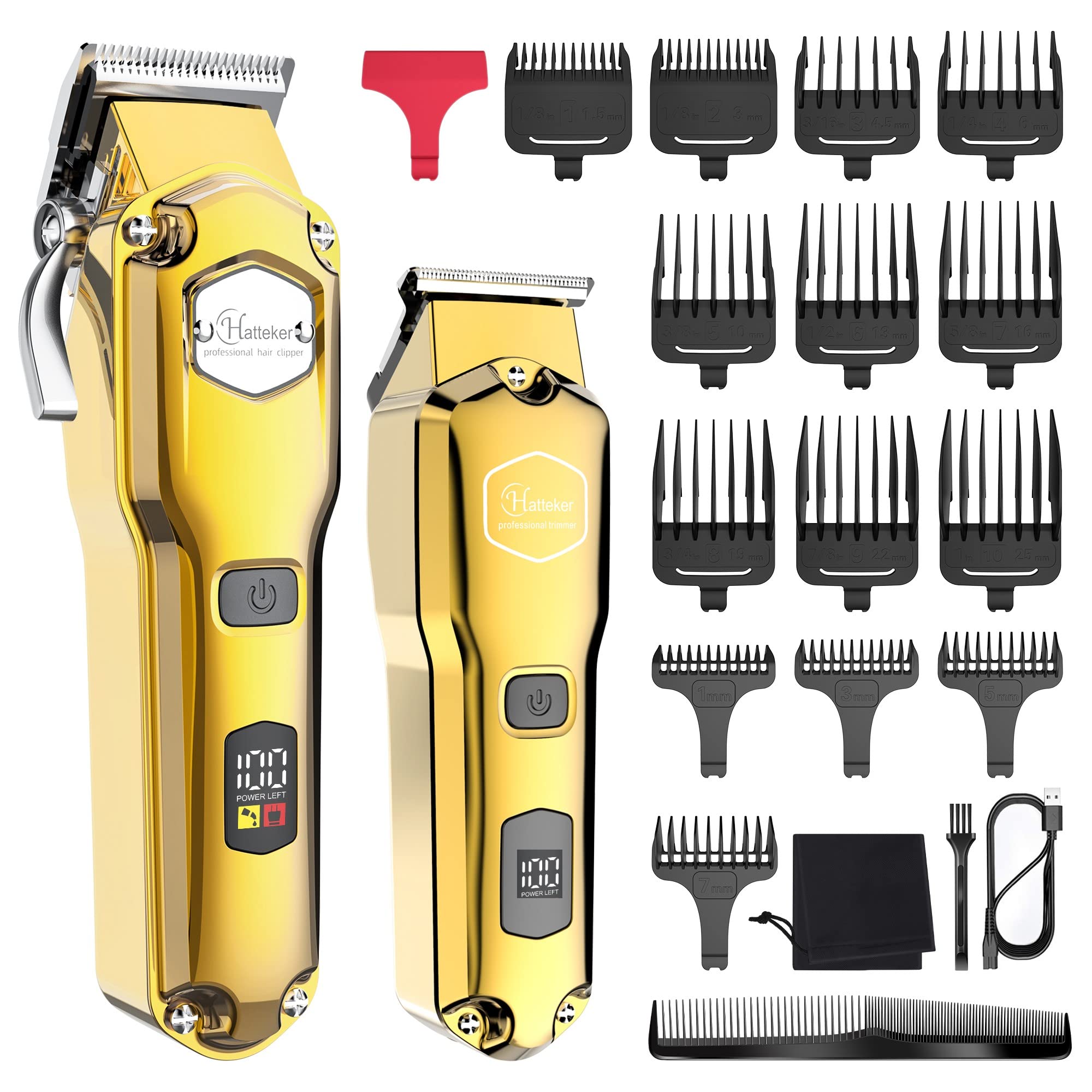 Hatteker Professional Gold T-Blade Hair & Beard Trimmer Kit