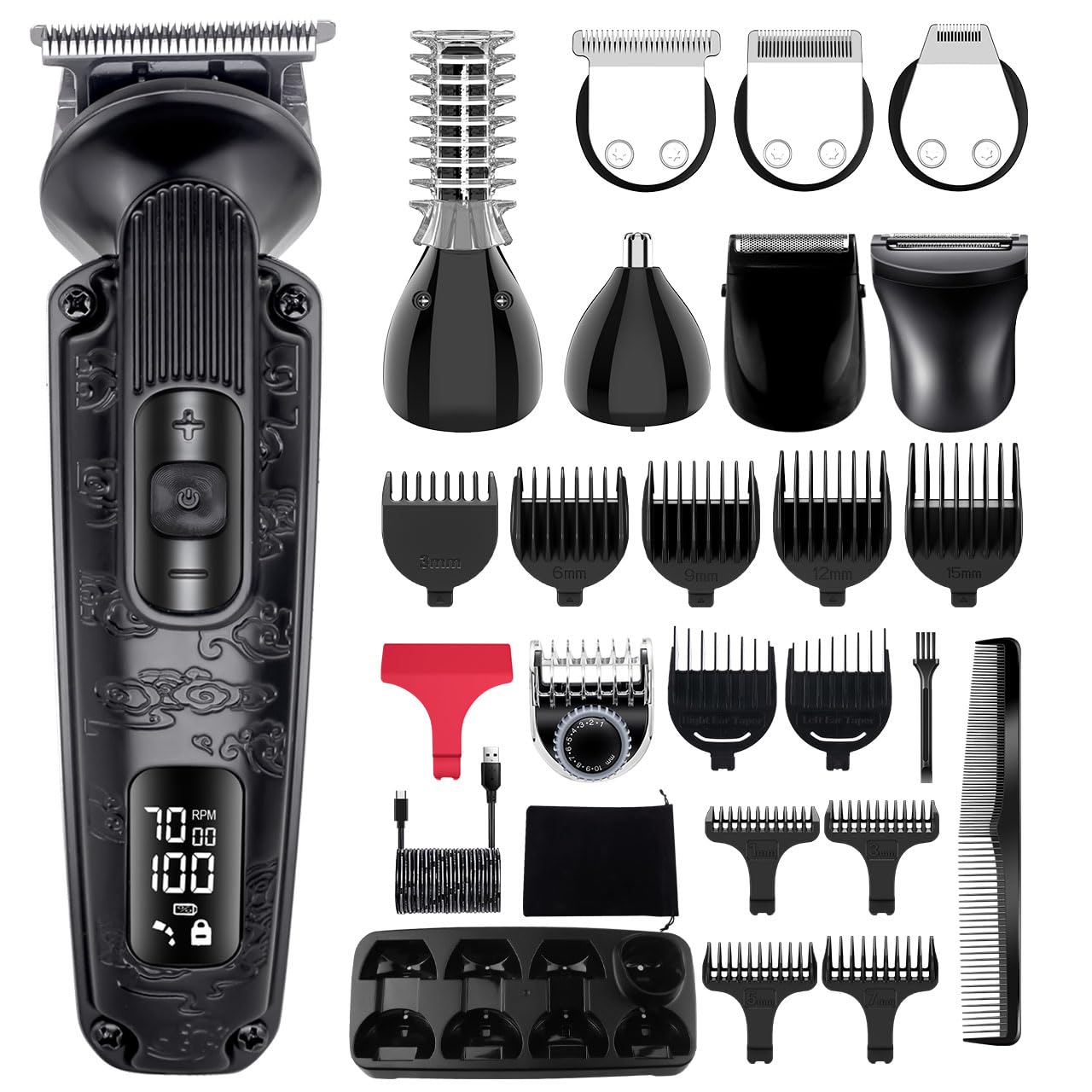 Hatteker 8-in-1 Adjustable Speed Beard Trimmer & Hair Clipper Set