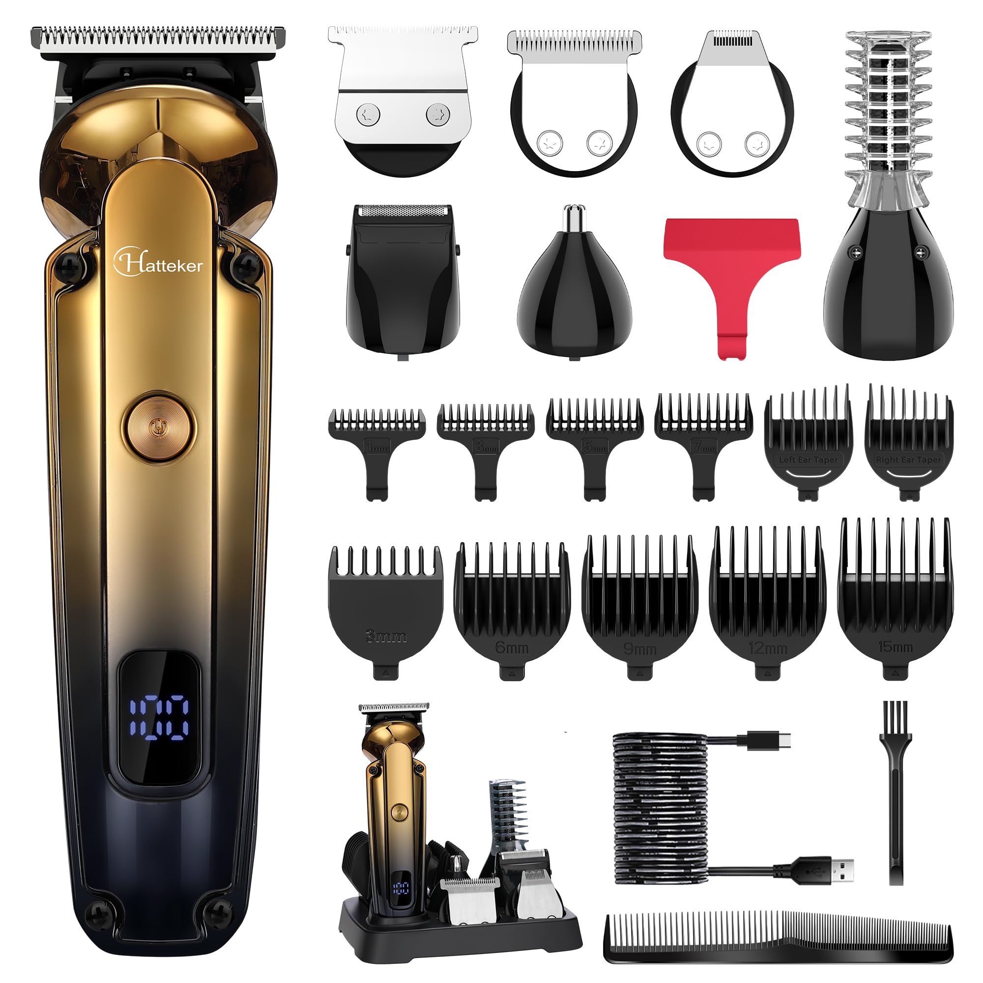 Hatteker 6-in-1 Beard Trimmer & Zero-Gapped T-Blade Clipper Set