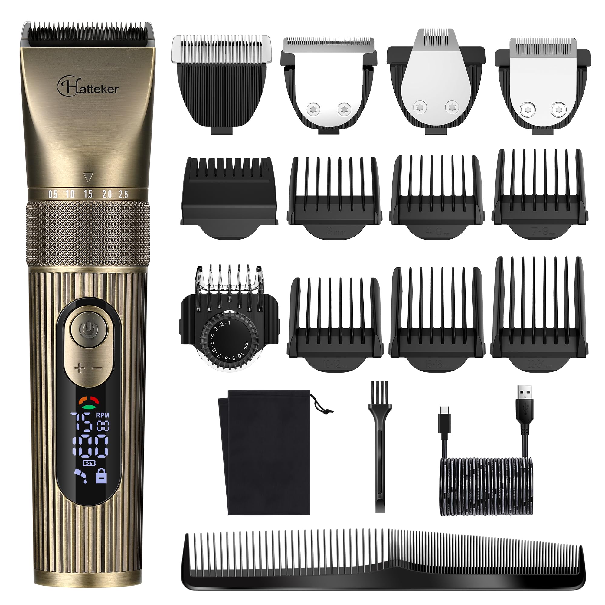 Hatteker 4-in-1 Cordless Barber Clipper & Detail Trimmer