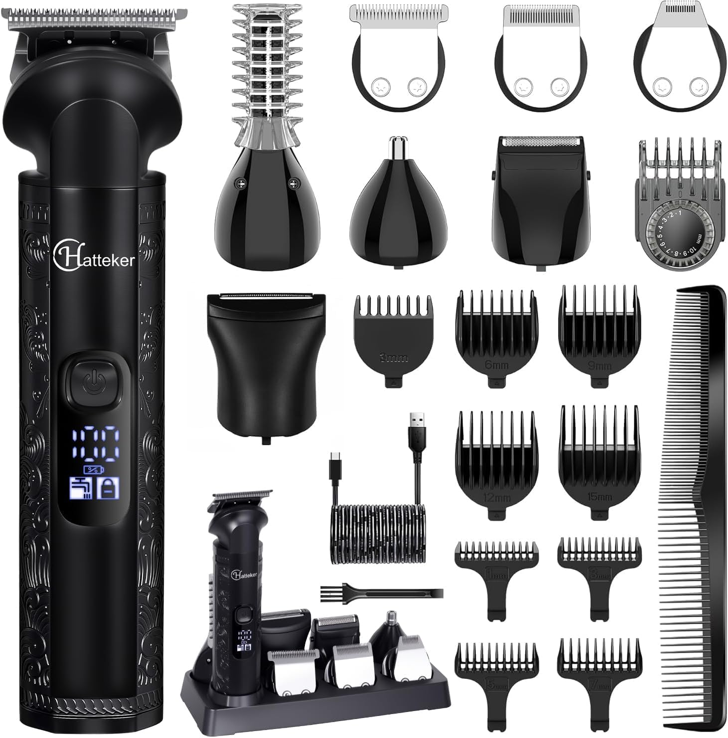 Hatteker 8-in-1 Cordless Grooming Kit with Zero-Gap T-Blade