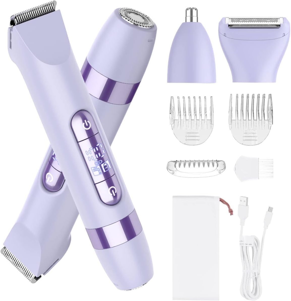 Hatteker 4-in-1 Women's Dual-Head Electric Razor & Bikini Trimmer (Purple)