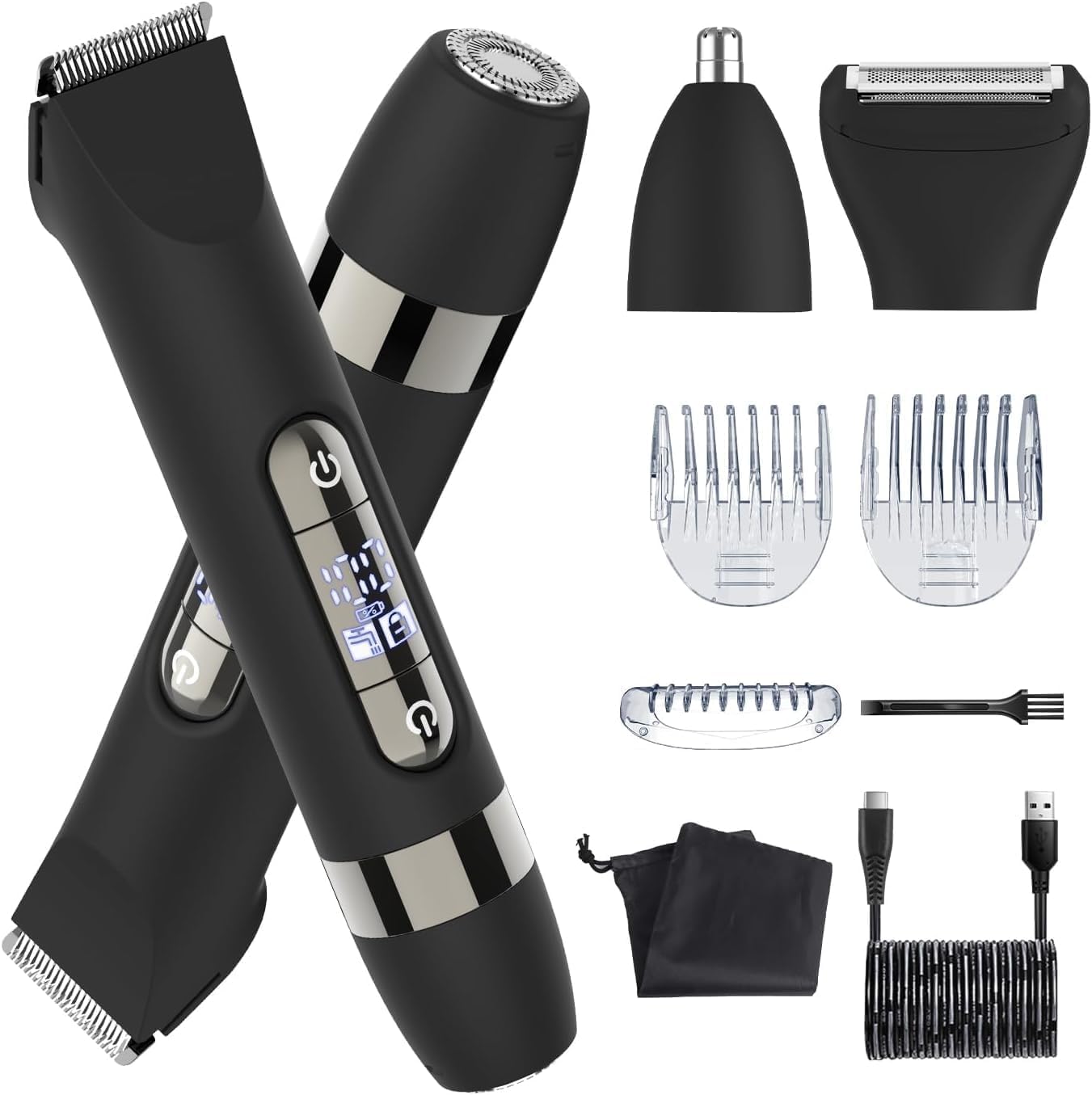 Hatteker 4-in-1 Dual-Head Body & Groin Hair Trimmer for Men