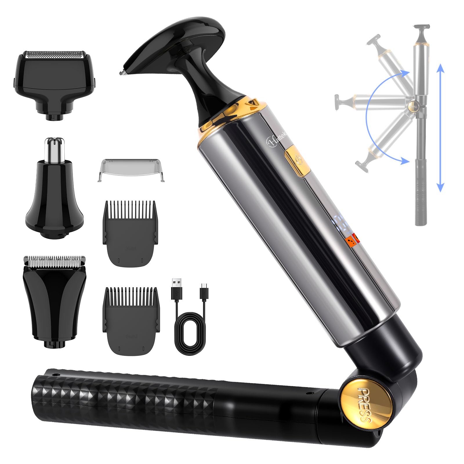 Hatteker 4-in-1 Electric Back Shaver & Body Hair Groomer