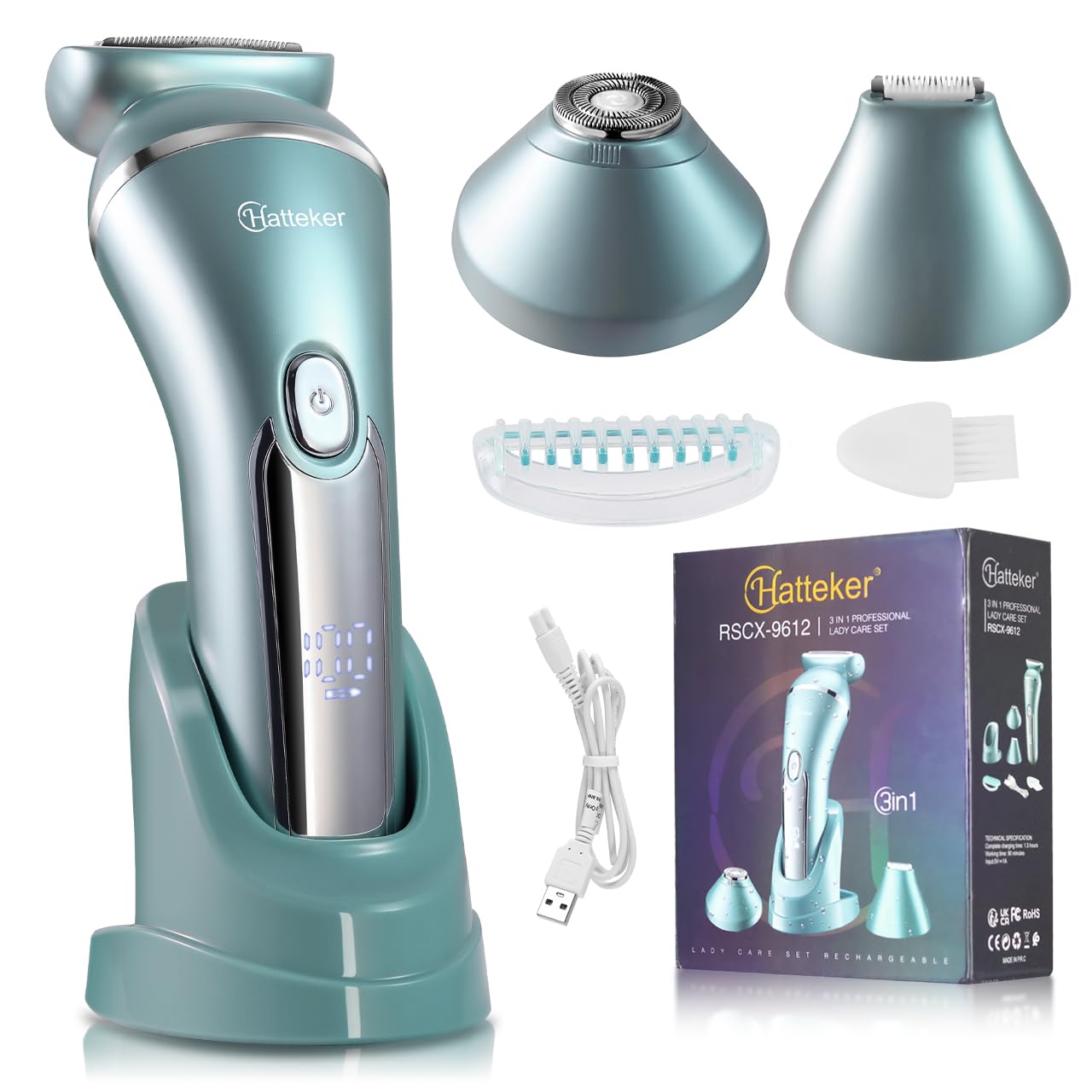 Hatteker 3-in-1 Women's Painless Lady Shaver & Bikini Trimmer