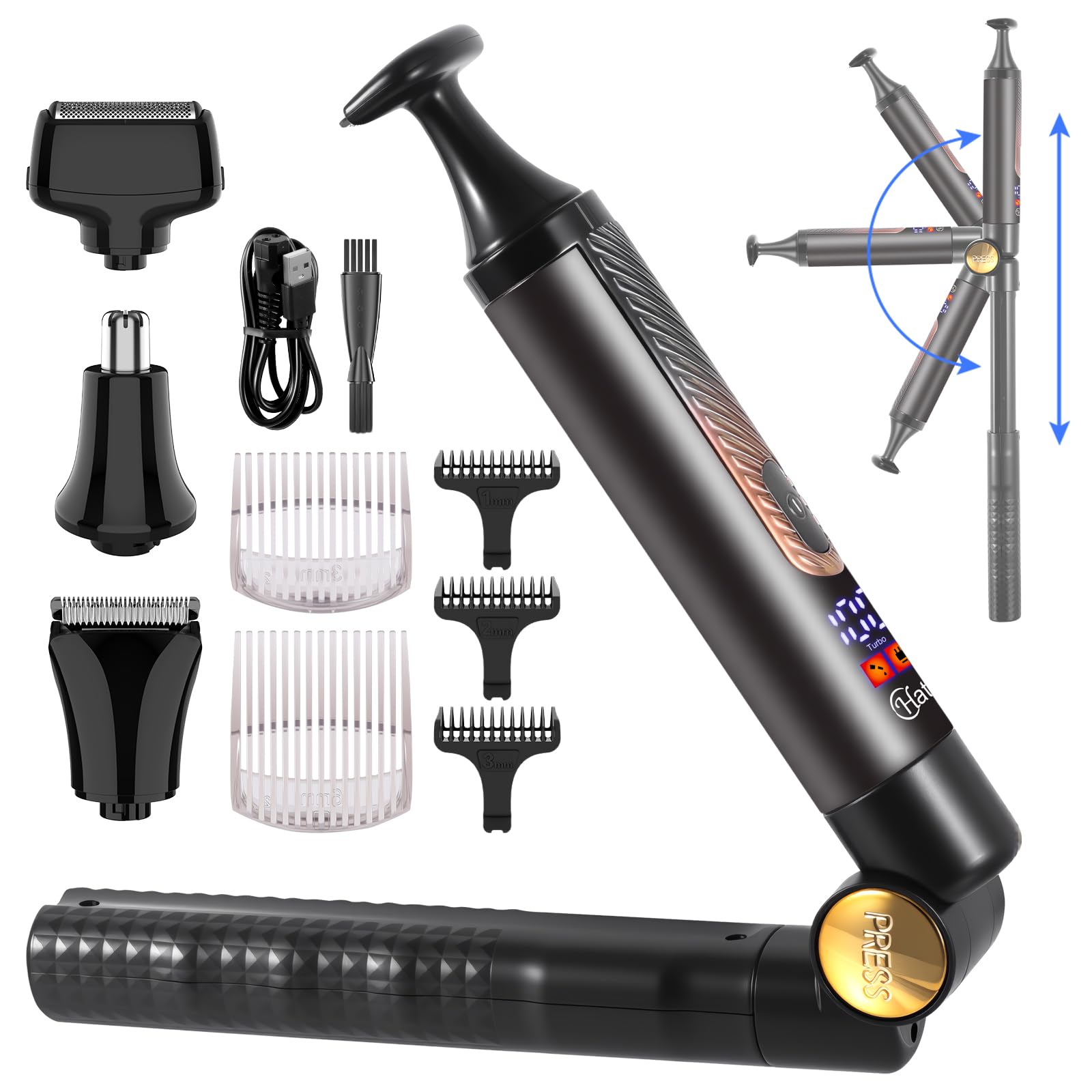 Hatteker 4-in-1 Electric Back Shaver & Body Trimmer with Extension Handle