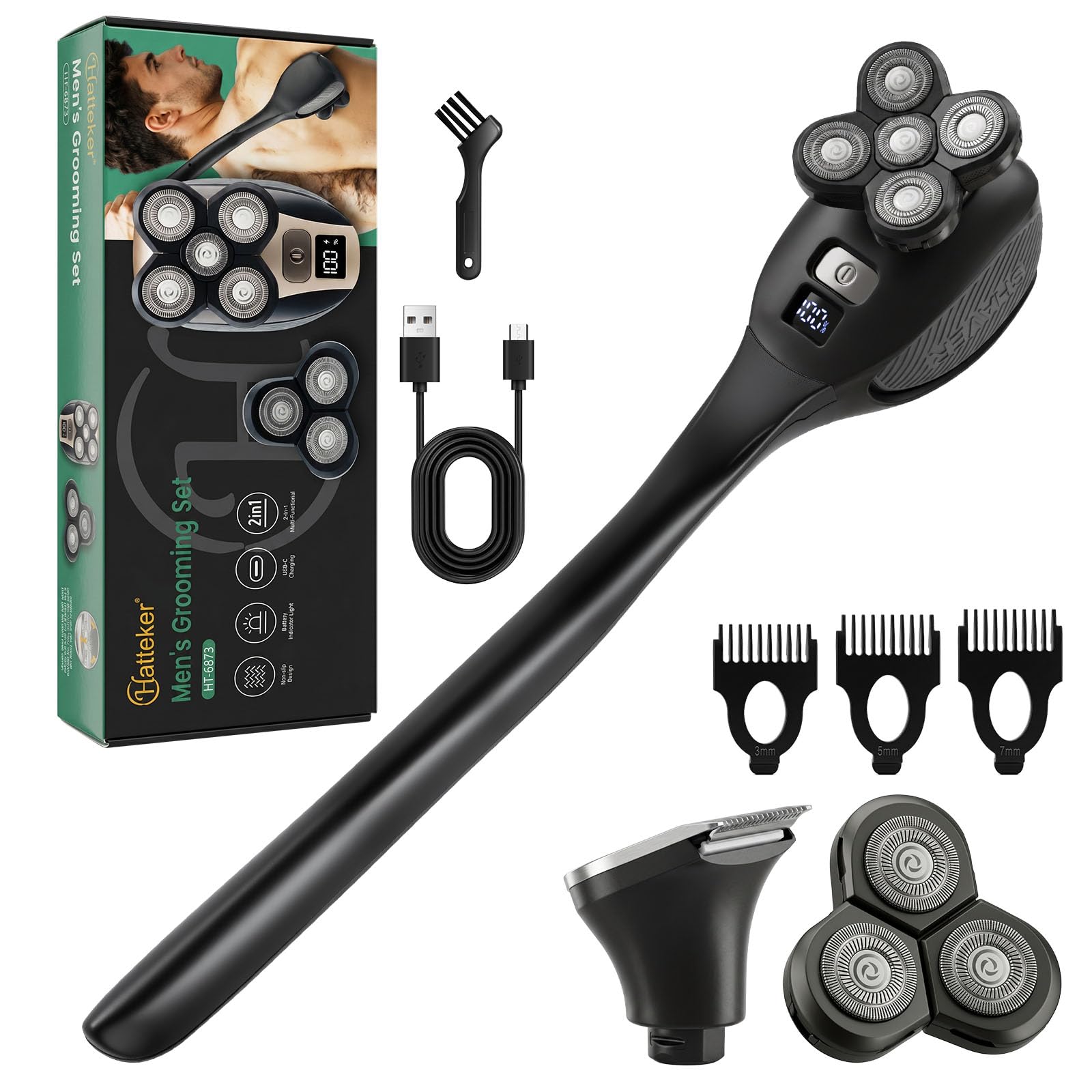 Hatteker 2-in-1 5D Bald Head Shaver & Body Groomer Kit