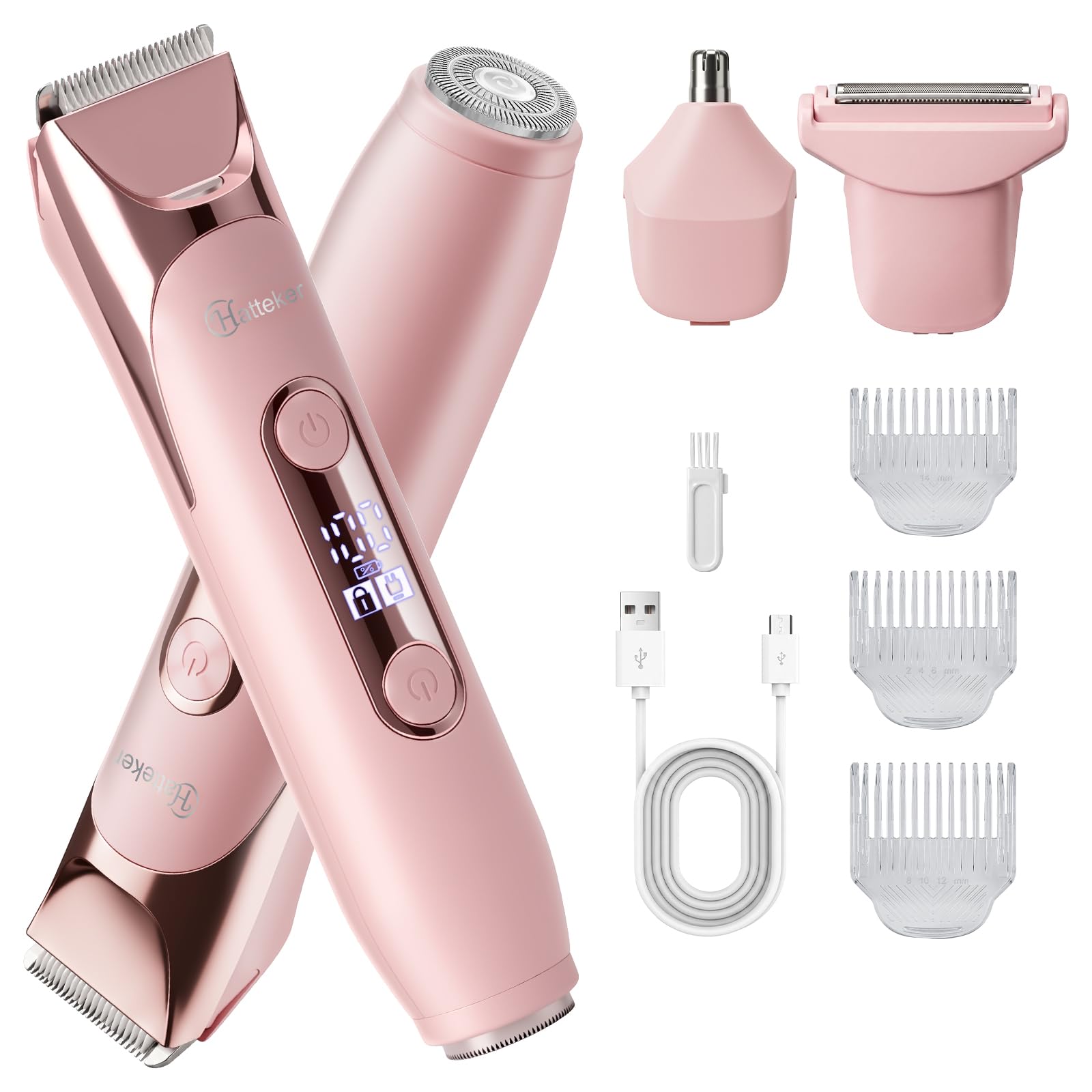 Hatteker 4-in-1 Dual-Head Women's Electric Razor with Spotlight